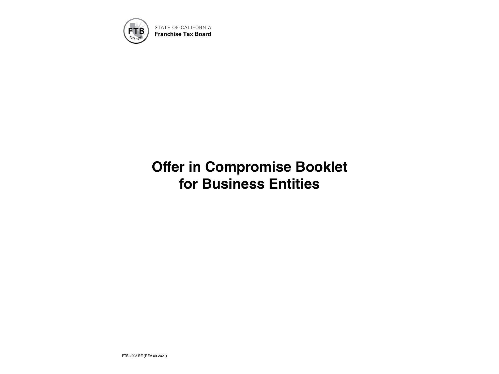 4905BE 4905 BE Offer in Compromise for Business Entities - official form preview, page 1