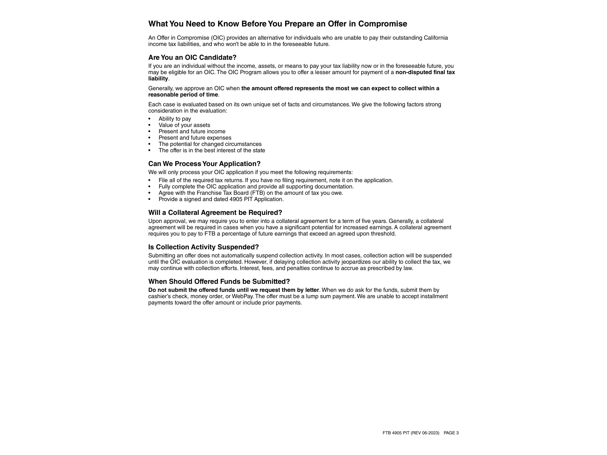 4905PIT Offer in Compromise Booklet for Individuals - official form preview, page 1