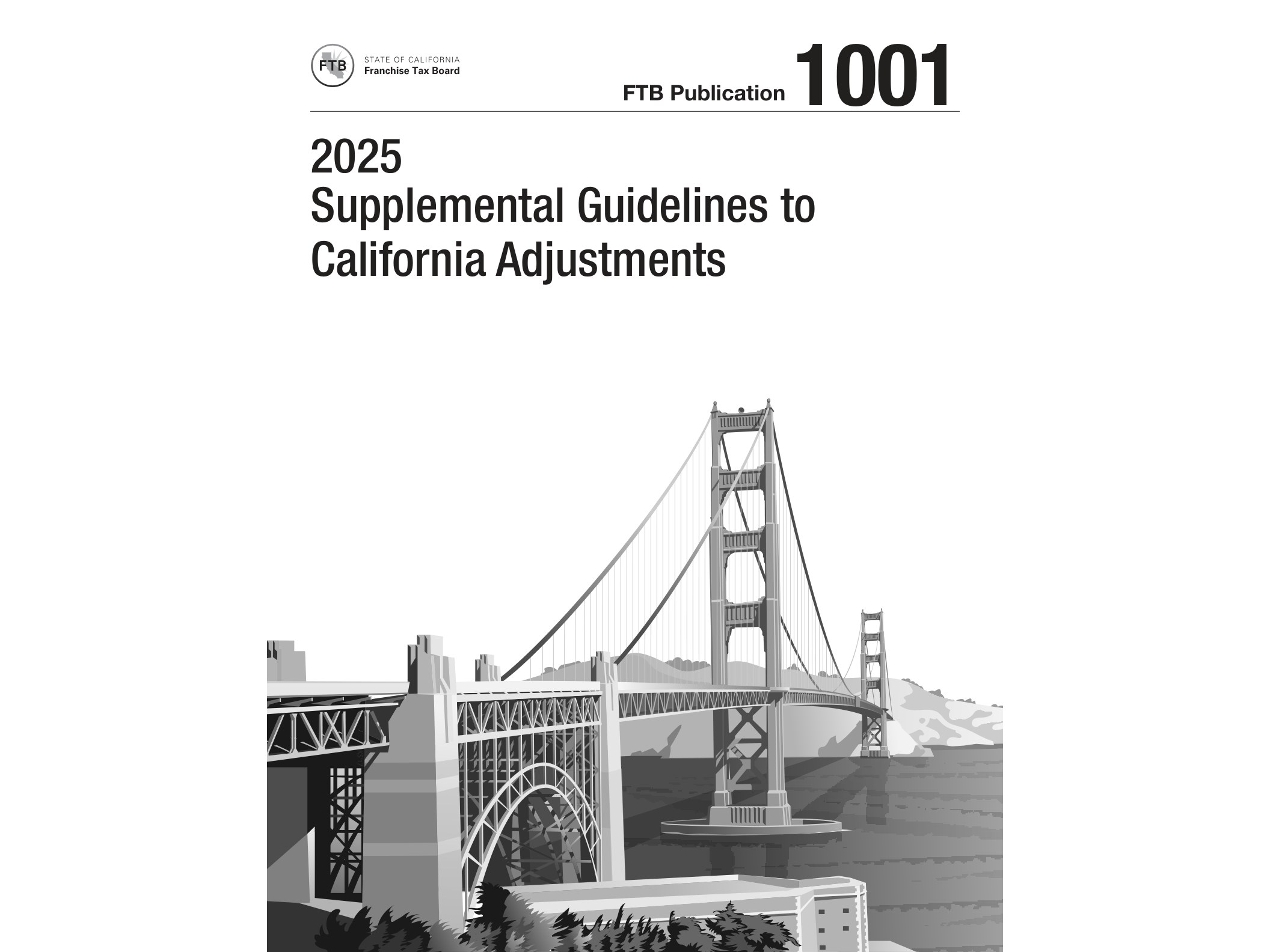 1001 2021 FTB Publication 1001 Supplemental Guidelines to California Adjustments - official form preview, page 1