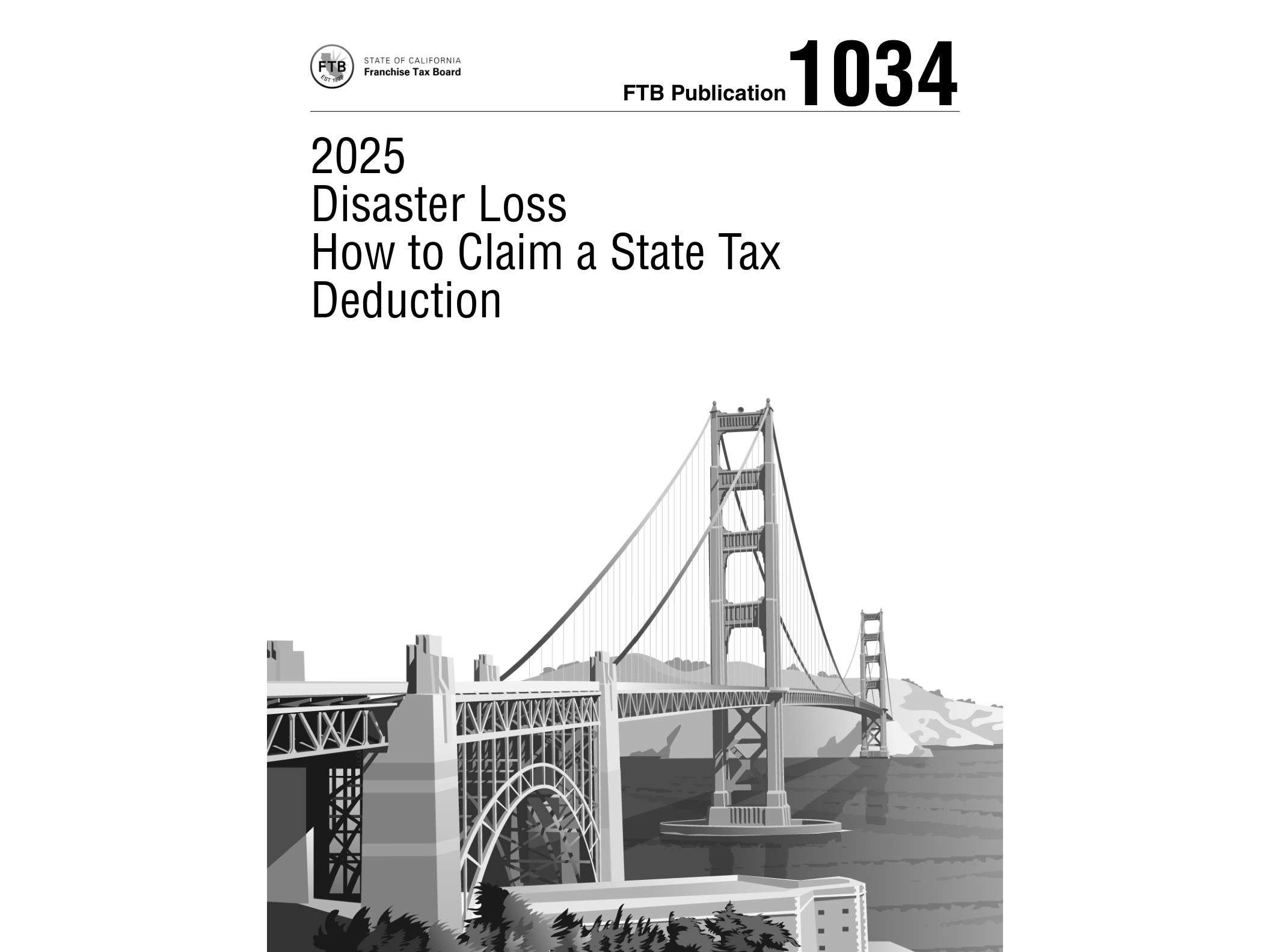 1034 2025 FTB Publicación 1034 SP Español Pérdida por Desastre Cómo Reclamar una Deducción Estatal Tributaria - official form preview, page 1