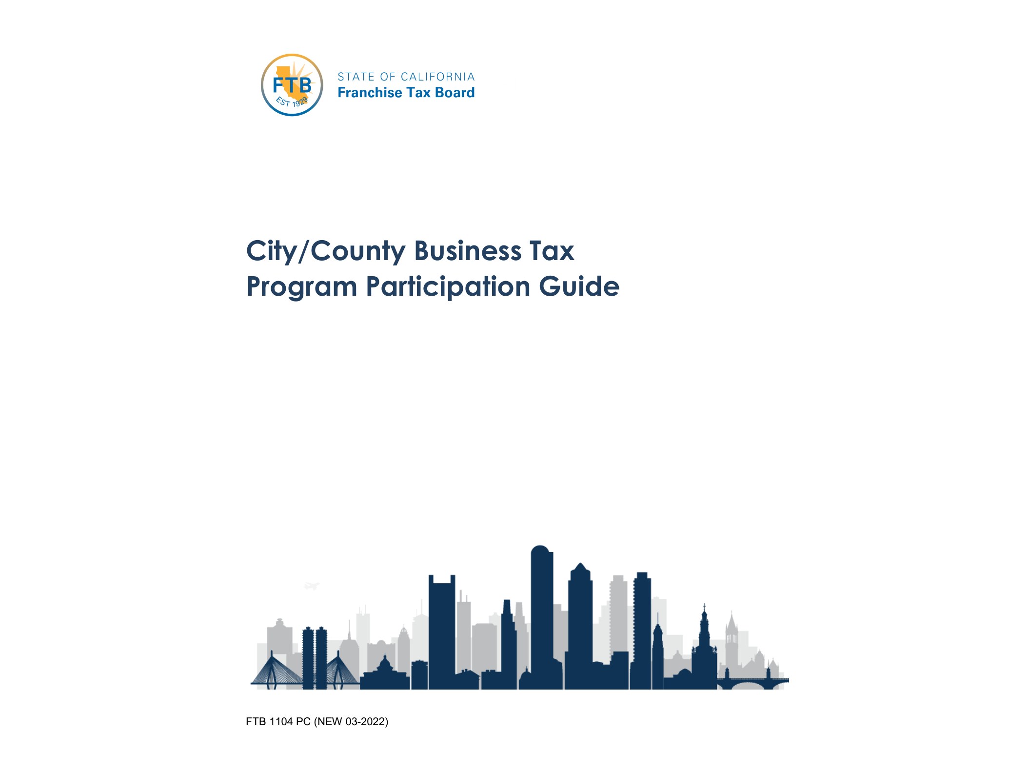 1104PC City/County Business Tax Program Participation Guide - official form preview, page 1