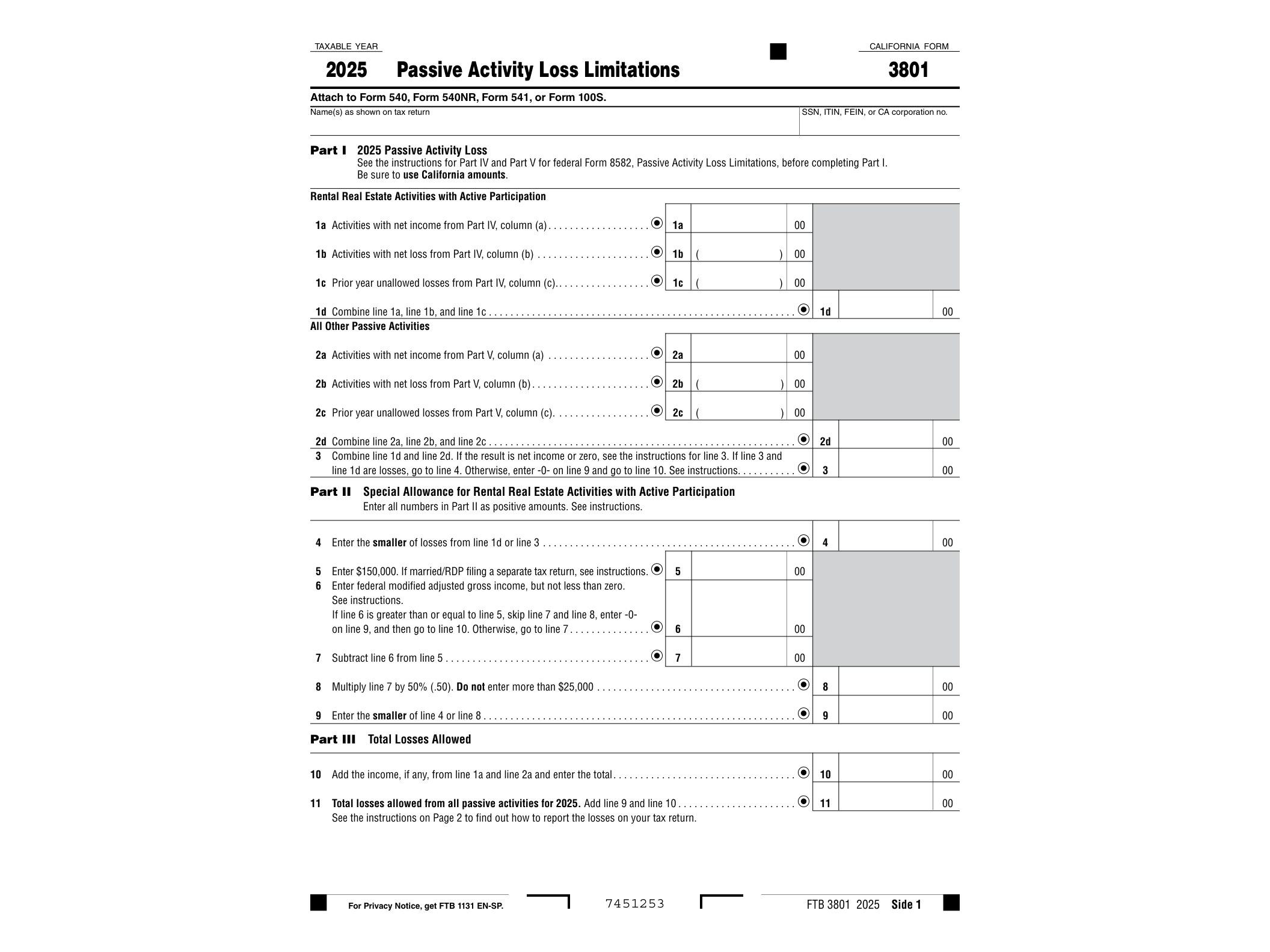 3801 2024 Form 3801 Passive Activity Loss Limitations - official form preview, page 1