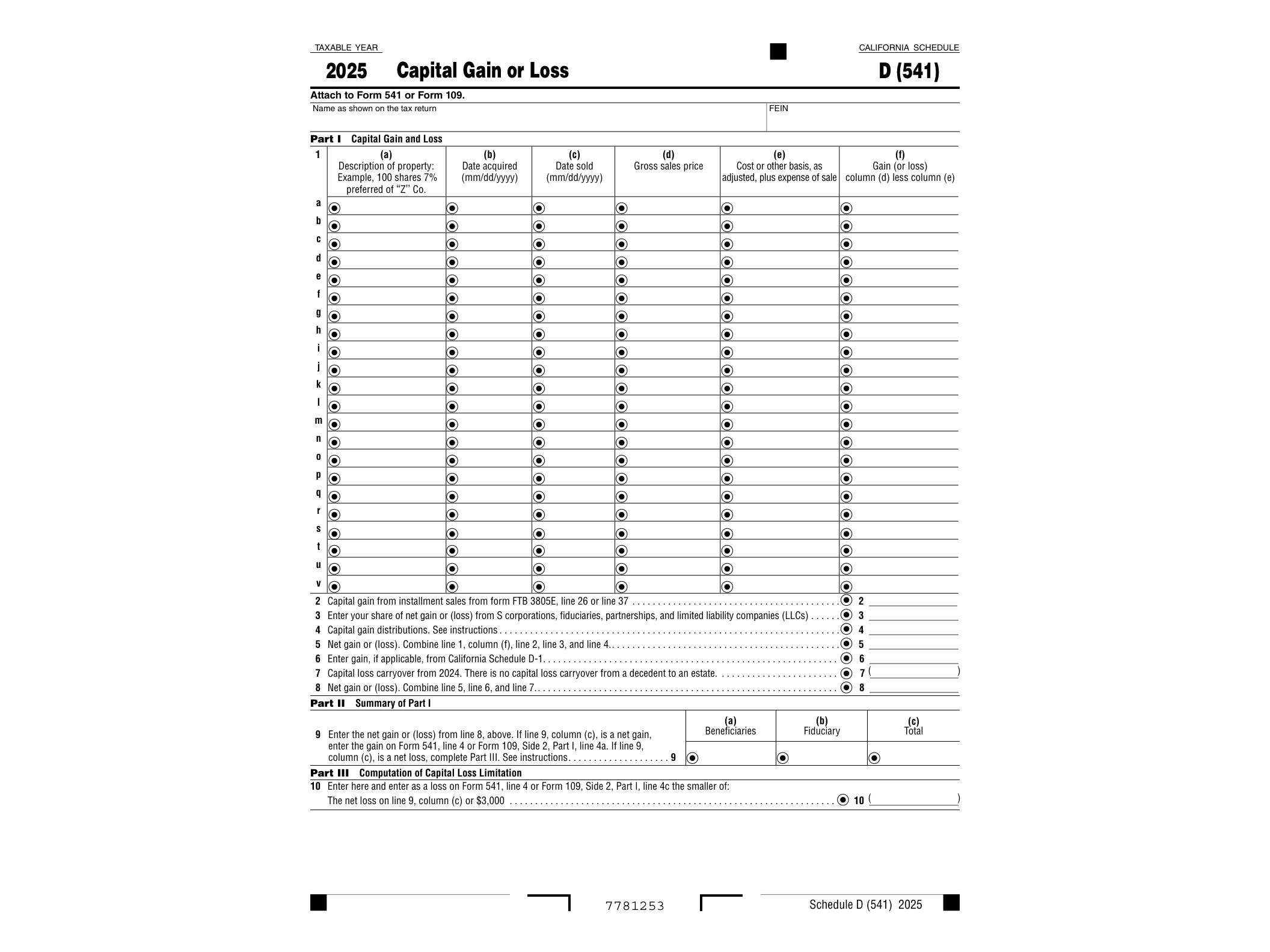 541 2021 Form 541 California Fiduciary Income Tax Return - official form preview, page 1